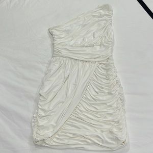 One shoulder cream mini dress